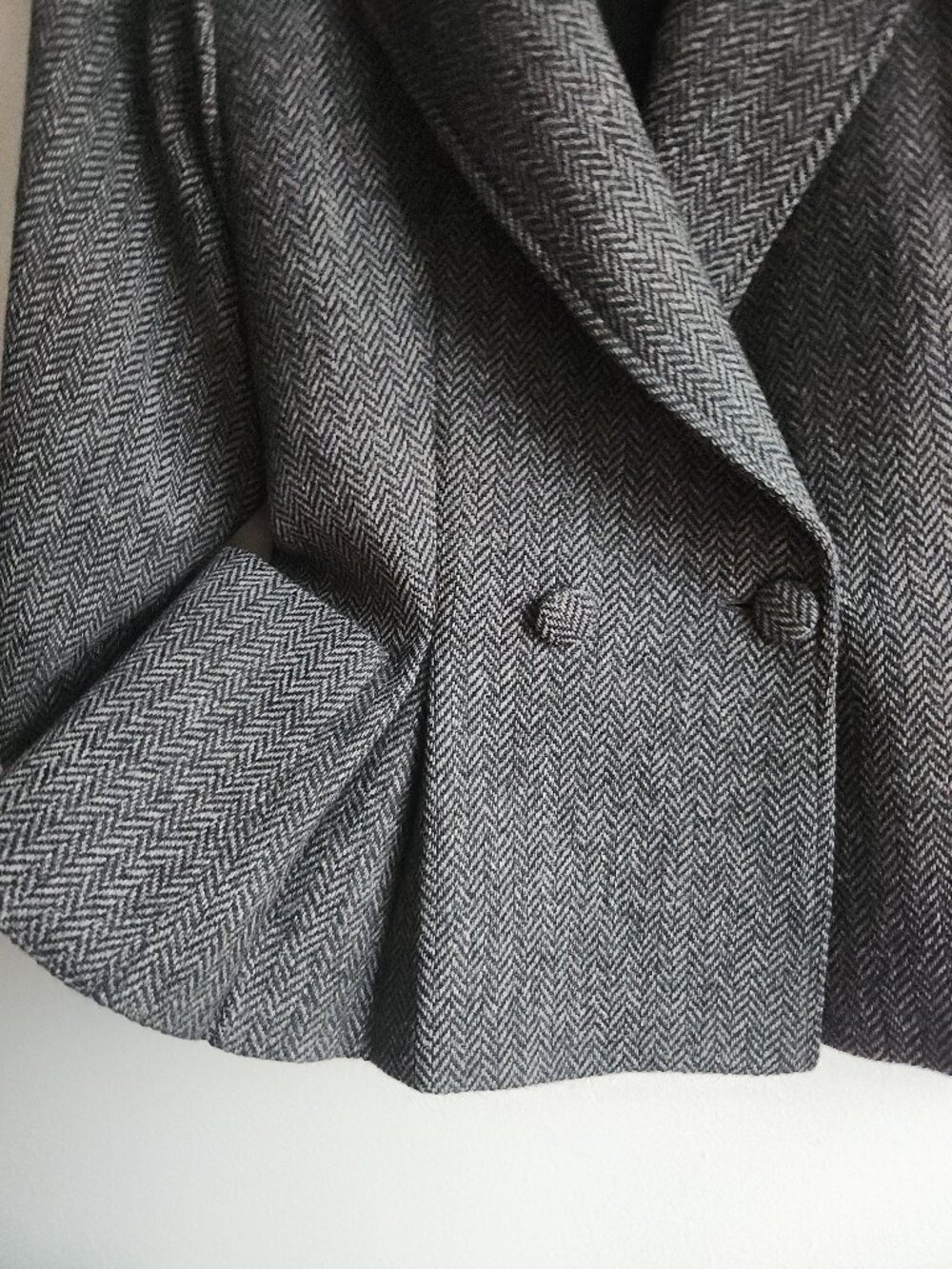 Emmanuelle Khanh Paris Vintage Dark Gray Herringbone Blazer - Sz 10 (approx.) - Picture 3 of 15